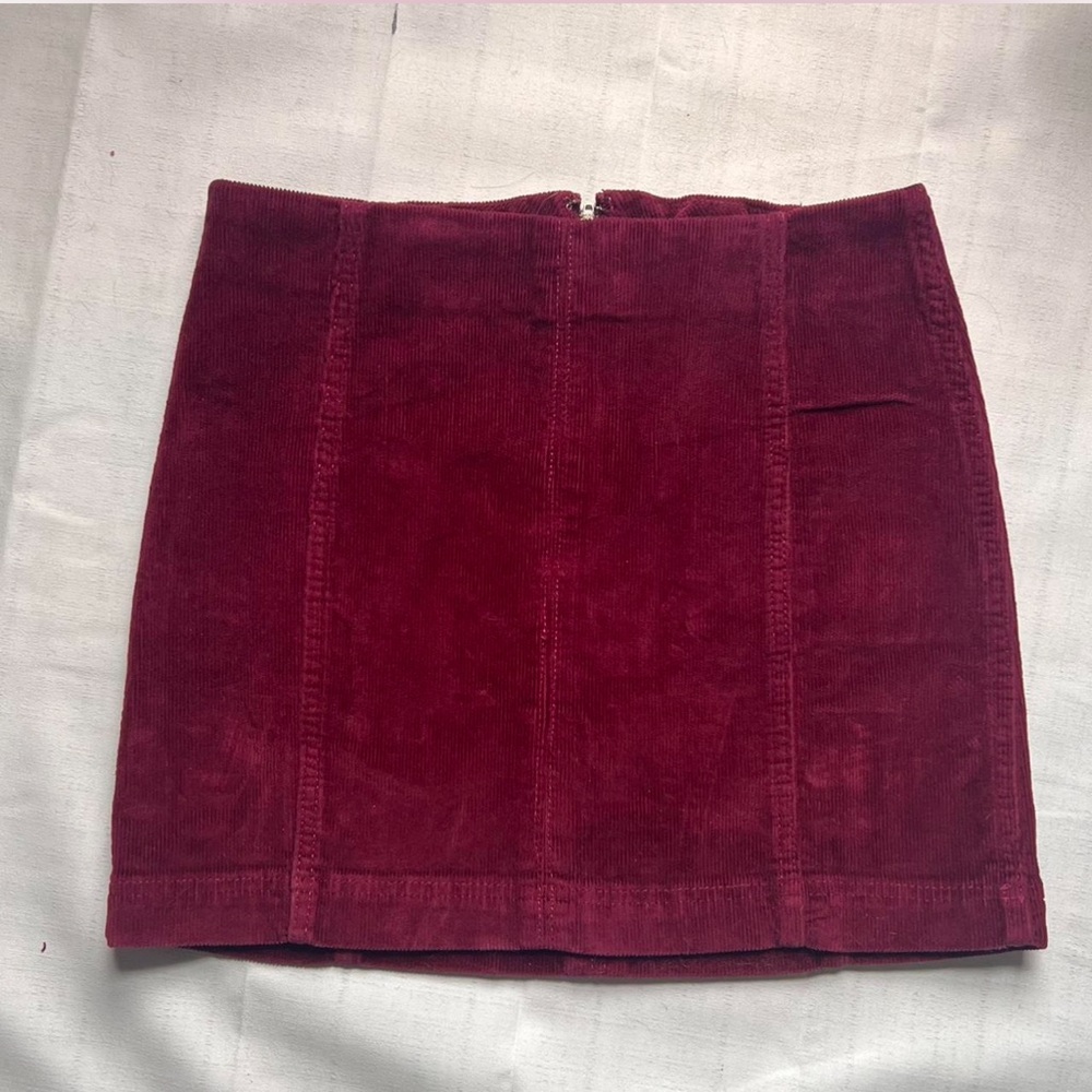 Elegant Burgundy Corduroy Skirt